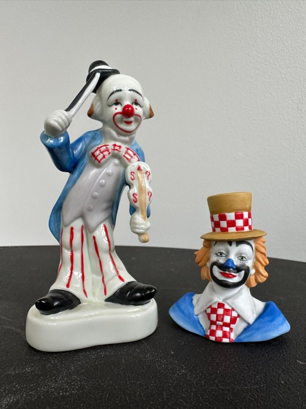 Vintage Homco & Reco Clown Figurine Set Duo Porcelain Collectible Decor